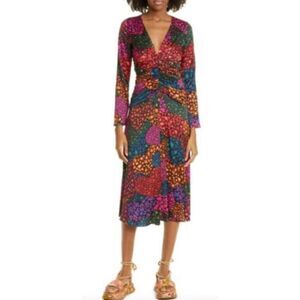 Farm Rio Rainbow Hearts Long Sleeve Midi Dress.NWOT Size Small